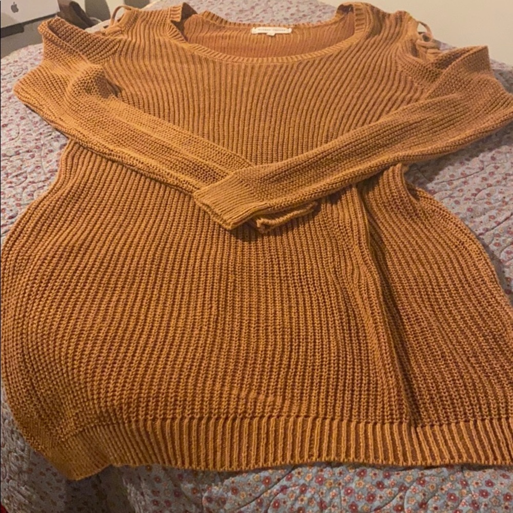 Gilded Intent cold shoulder sweater burnt orange